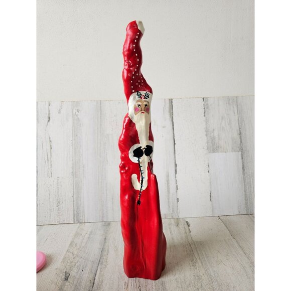 Unique wooden Santa string lights tree decor red glitter - Picture 1 of 9